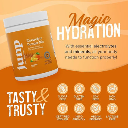JUNP Electrolytes Powder No Sugar No Carbs, Sweet Tangy Citrus Orange Keto Electrolyte Drink Mix