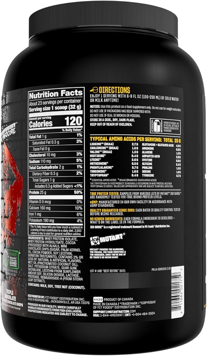 Mutant ISO Surge Whey Protein Powder Acts Fast to Help Recover, Build Muscle, Bulk and Strength