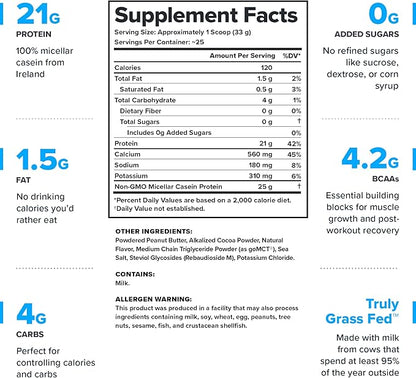 LEGION Casein+ Casein Protein Powder (Chocolate Peanut Butter) - Slow-Release Micellar Protein