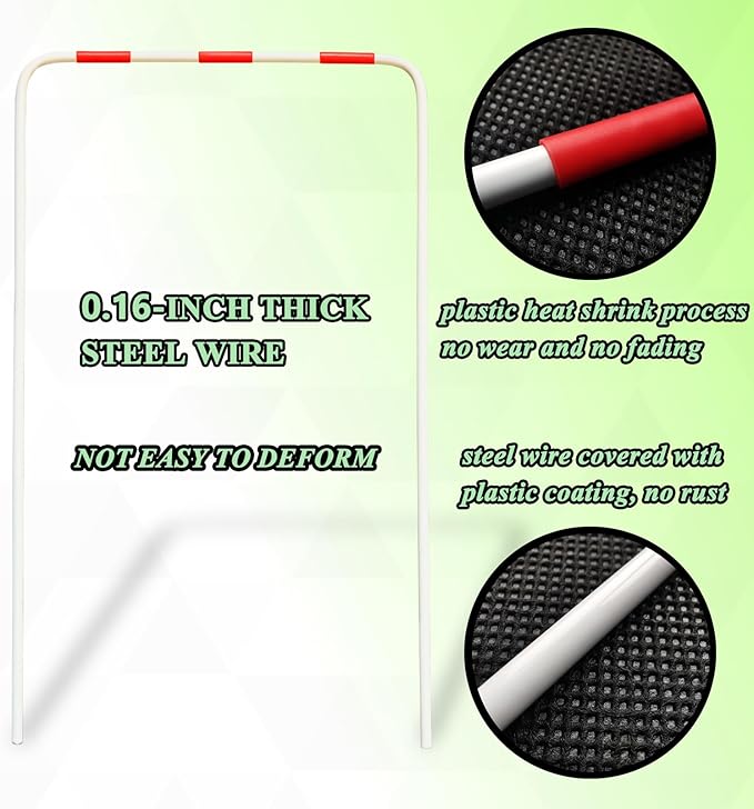 Croquet Wickets Replacement, Set of 9, Heavy Duty Thick Steel Wire with White Plastic Coating, 11 x