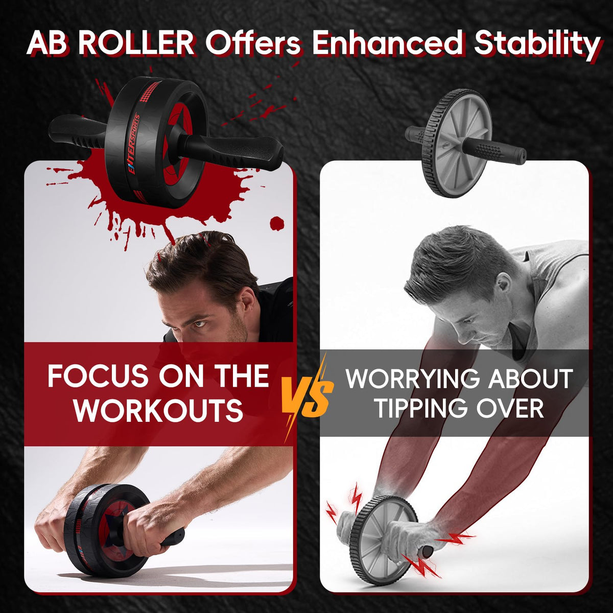 Ab Roller Wheel for Abs Workout - Abdominal Exercise Equipment with 2 Knee Pads for Home Gym, Core