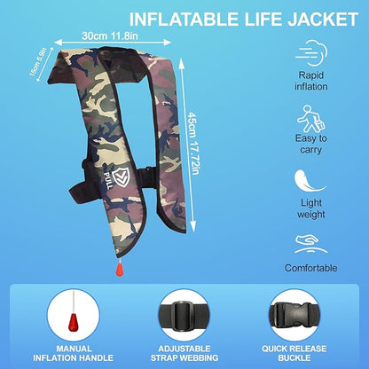 Automatic/Manual Inflatable Life Jacket| Inflatable PFD Kayak Vest Adult| Life Vest for Adults|