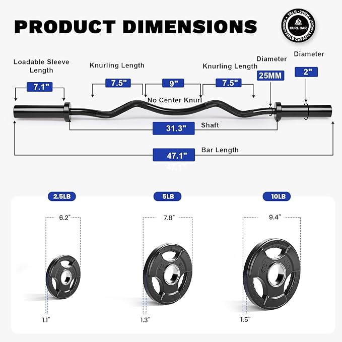 LIONSCOOL Premium 4ft/4.9ft/6ft Barbell for Strength Training and Olympic Weightlifting, 2 Inch Bar