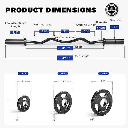 LIONSCOOL Premium 4ft/4.9ft/6ft Barbell for Strength Training and Olympic Weightlifting, 2 Inch Bar