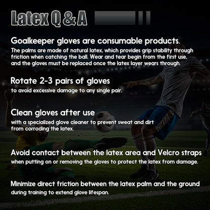 Soccer Goalkeeper Gloves with Finger Protection to Prevent Injuries, Strong Grip for Tough Tackles