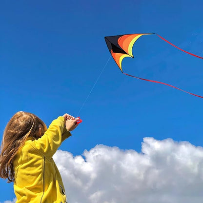 Large Delta Kite Easy to Fly with Kite Reel Set, Beach Kite & Kite Spool for Kids & Adults, Single