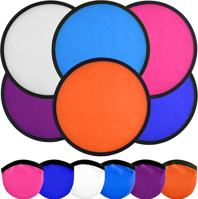 Mototo 30 Pieces Foldable Flying Disc Fans with Bag Folding Pocket Toy Set for Kids Fun Birthday