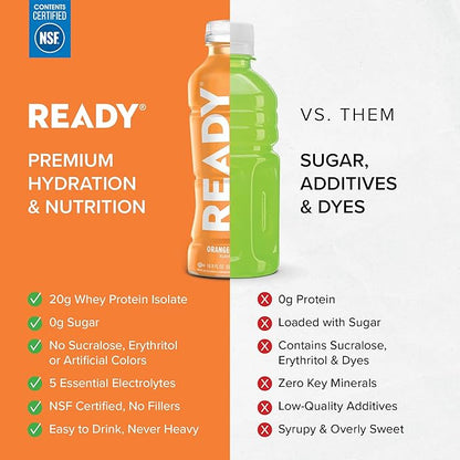 Ready® Protein Water ??20g Whey Protein Isolate, Zero Sugar, Low-Calorie Sports Drink for Hydration