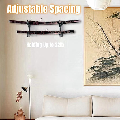 Eforlife 2/Set Sword Hook Wall Mount Samurai Sword Hanger Display Holder Adjustable for Katana