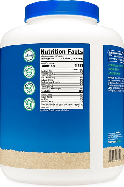 Nutricost Organic Pea Protein Isolate Powder (5LBS) - Unflavored, Certified USDA Organic, Protein