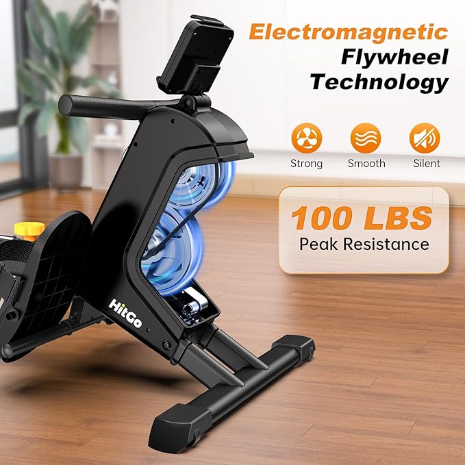 Magnetic Rowing Machine for Home Use, Foldable Rower with 32 Levels of Silent Resistance, LED Light