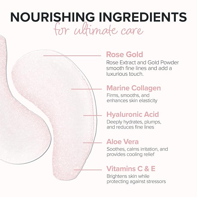 ToGoSpa Rose Gold EYES, Dark Circle Warrior | Premium Clean Anti-Aging Gel Pads with Collagen