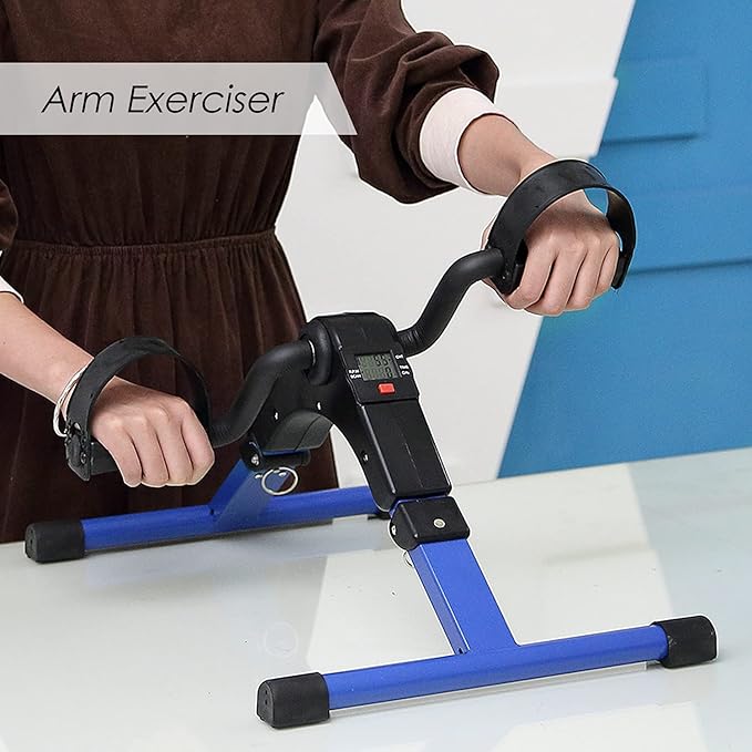 Folding Pedal Exerciser, Mini Under Desk Bike - Portable Foot Hand Cycle Peddler Machine Bicycle