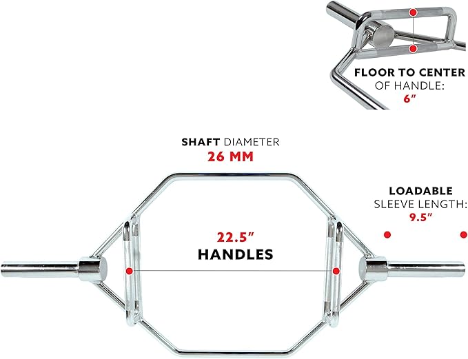 Sunny Health & Fitness Strength Training Olympic Hex Bar Barbell, High Load Capacity, Swivel