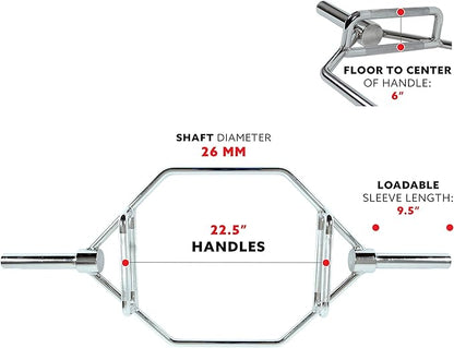 Sunny Health & Fitness Strength Training Olympic Hex Bar Barbell, High Load Capacity, Swivel