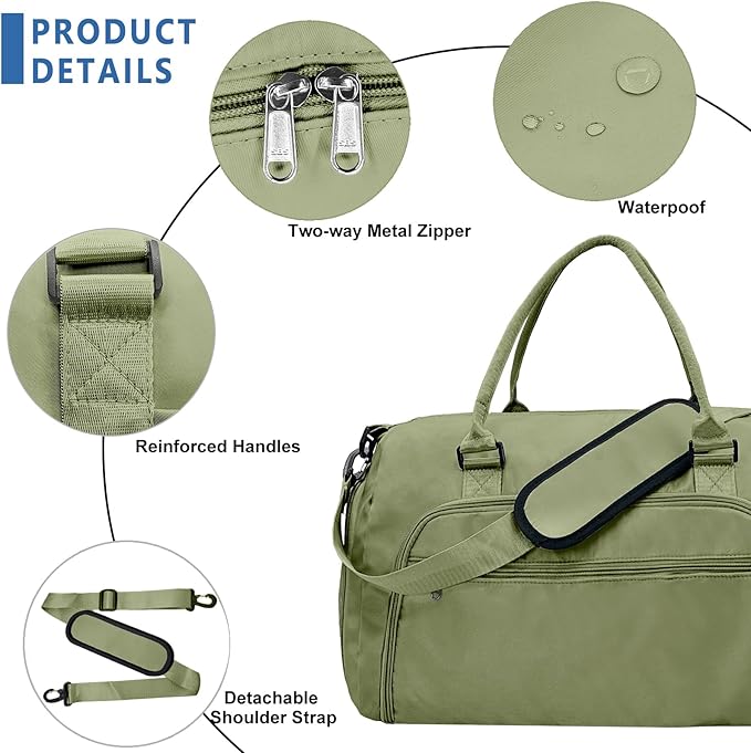 woogwin Gym Bag for Men & Women with Shoes & Wet Compartment Waterproof Duffle Bag for Travel