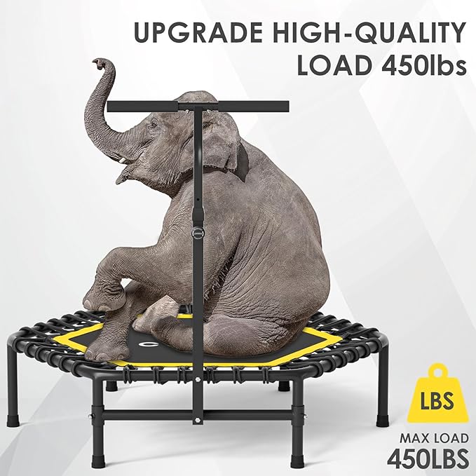 CLORIS 45'' Rebounder Trampoline for Adults - Max Load 450lbs, Mini Trampoline with Adjustable Foam