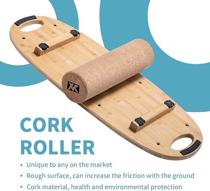 XCMAN Balance Board Surf Trainer with Adjustable Stoppers - 3 Different Distance Options Bamboo
