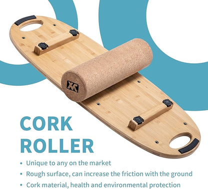 XCMAN Balance Board Surf Trainer with Adjustable Stoppers - 3 Different Distance Options Bamboo