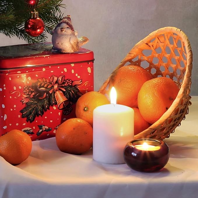 3x4 Inch White Pillar Candles, 3 Packs Unscented Dripless Smokeless Cylinder Candles for Christmas
