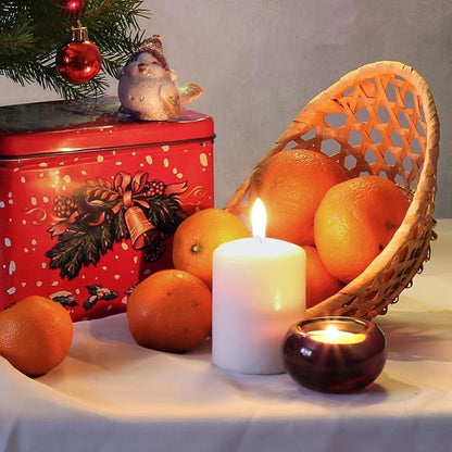 3x4 Inch White Pillar Candles, 3 Packs Unscented Dripless Smokeless Cylinder Candles for Christmas