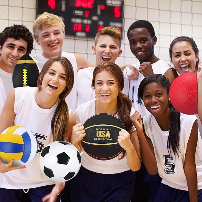 Libima 6 Pcs Multi Sport Ball Set Official Size Football, Basketball, Soccer, Volleyball