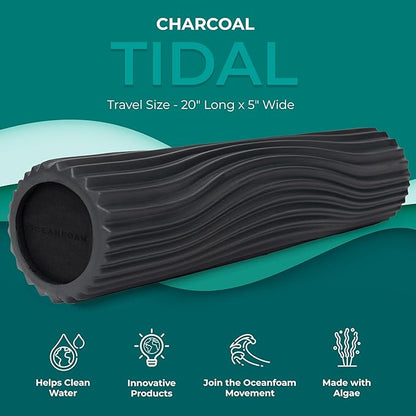 Oceanfoam Tidal Roller - Charcoal - Muscle Massage Foam Roller for Back Pain & Stretching - Firm