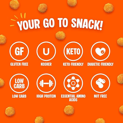 Twin Peaks Low Carb, Keto Friendly Protein Puffs, (Nacho Cheese), 2 Servings, 3 Pack (60g, 42g