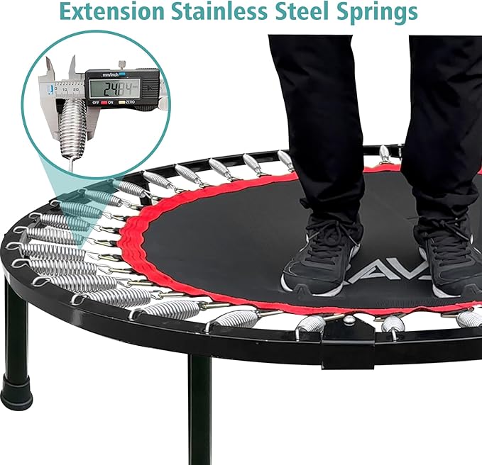 RAVS Mini Trampoline for Kids Adults 40"/48" Foldable Fitness Rebounder Kids Trampoline with 5