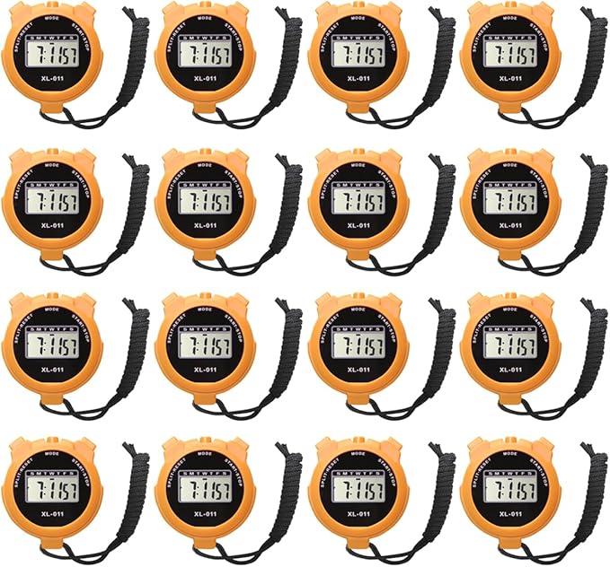 16-Pack Multi-Function Electronic Digital Sport Stopwatch Timer, Large Display with Date Time and