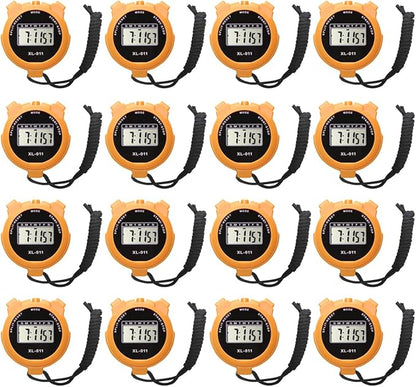 16-Pack Multi-Function Electronic Digital Sport Stopwatch Timer, Large Display with Date Time and
