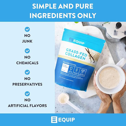 Equip Foods Grass Fed Collagen Powder | Hydrolyzed Bovine Collagen Peptides with Amino Acids |