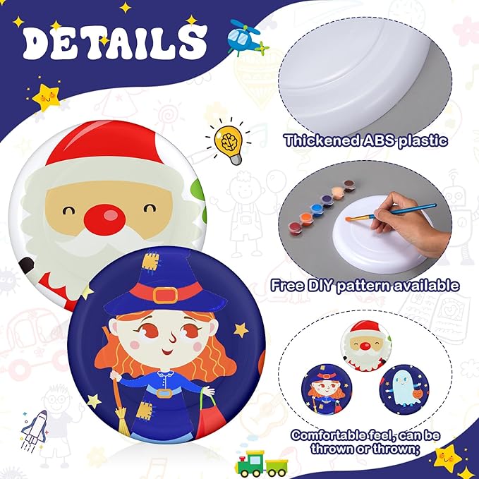 Tenceur 36 Pcs DIY Plastic Flying Disks Bulk 7 Inch Color Your Own White Flying Disc with 10