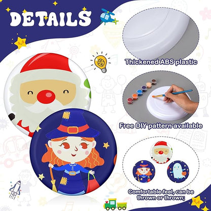 Tenceur 36 Pcs DIY Plastic Flying Disks Bulk 7 Inch Color Your Own White Flying Disc with 10