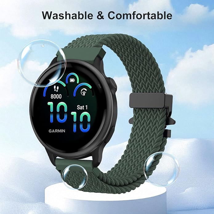 Braided Bands Compatible with Garmin Vivoactive 6/5/3/Venu 2 Plus/Forerunner 165/55/645/245 Music
