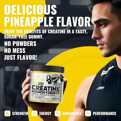 Creatine Monohydrate Gummies (5g) – Pre-Workout Energy & Muscle Growth Support for Men & Women |