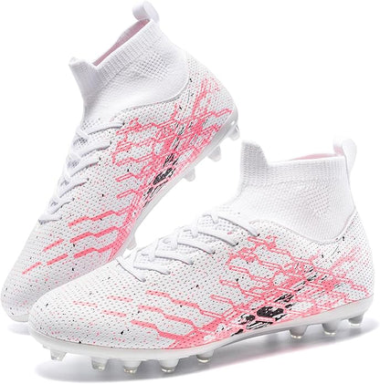 Unisex Soccer Cleats Lightweight No-Tie Lacing System Multi-Surface Football Shoes with Ankle