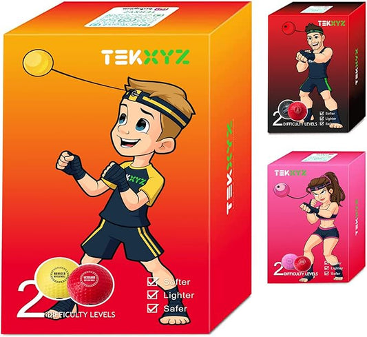 TEKXYZ Boxing Reflex Ball, 2 Difficulty Levels Boxing Ball with Headband, Perfect for Reaction