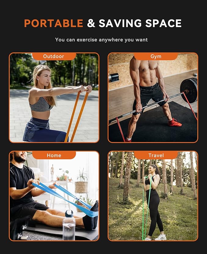 SUNPOW Pull Up Assistance Bands - Set of 5 Resistance Heavy Duty Workout Exercise Stretch Fitness
