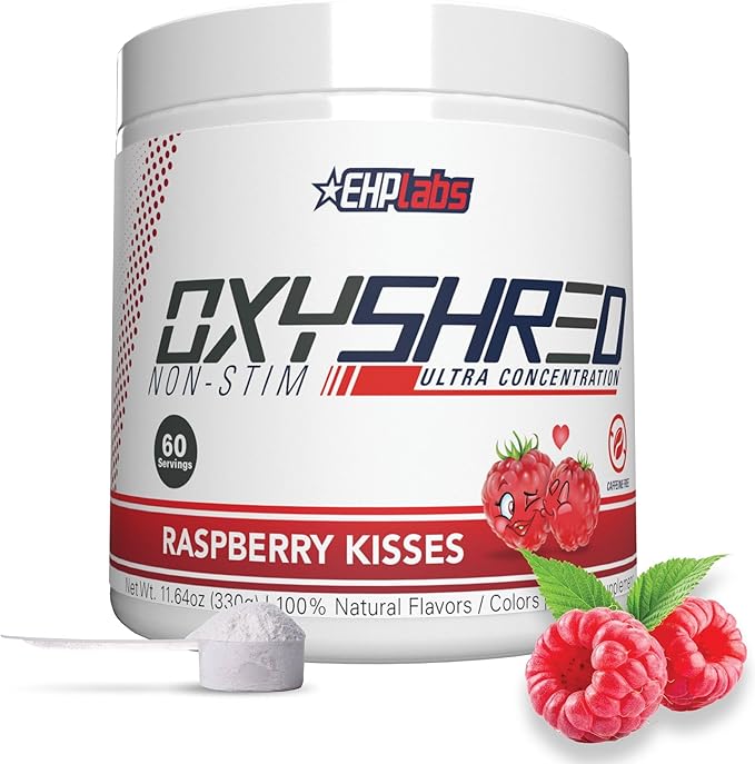 EHP Labs OxyShred Non Stimulant Pre Workout Powder - Stim Free, Caffeine Free Preworkout for Men &