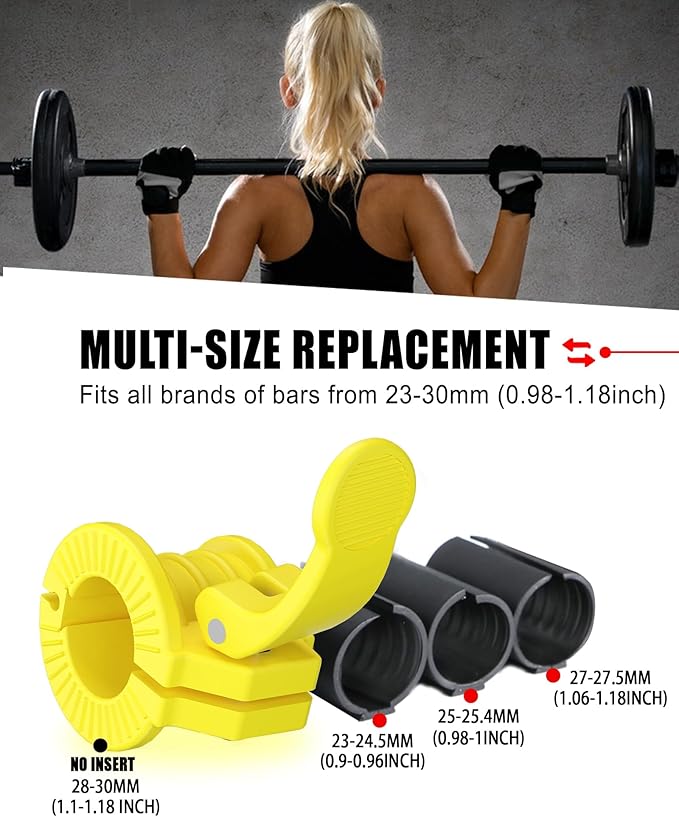Barbell Clips 1 Inch Quick Release Weight Clamps 0.9-1.18inch Multi-Size Adjustable Olympic Clamps