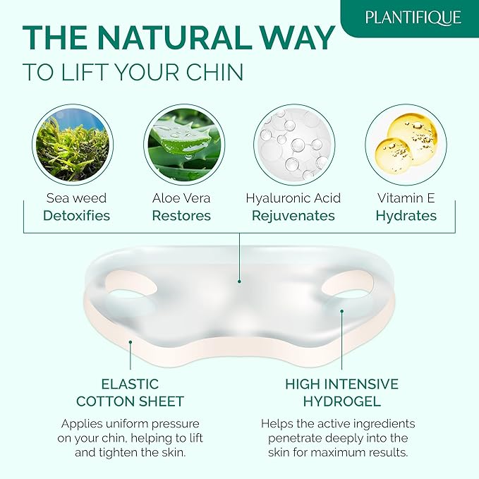 PLANTIFIQUE V-Line Collagen Mask for face 5 PCS | Chin Strap for Women & Men | V Line Lifting Mask