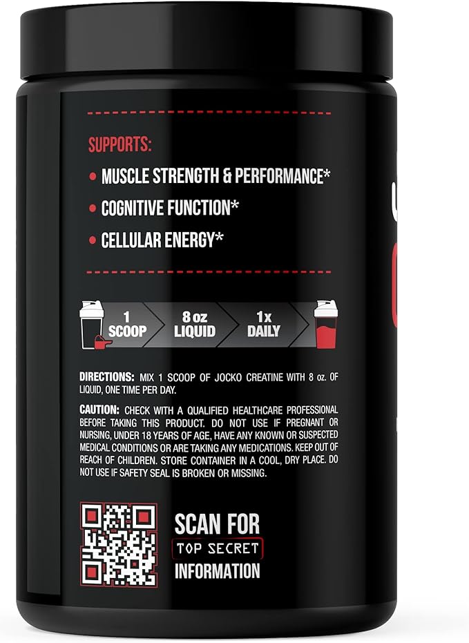 Jocko Fuel Creatine Monohydrate Powder - Creatine for Men & Women, Supplement for Athletic