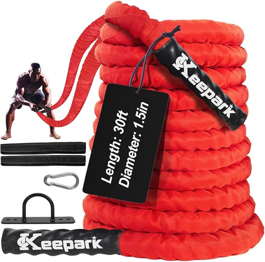 Battle Ropes for Home Gym, Exercise Rope 1.26/1.5inch, 30 40FT Heavy Battle Rope Weighted Battle