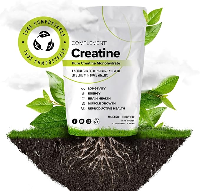 Complement Creatine Monohydrate Micronized Powder for Women and Men (5g, 60 Servings) Pre Workout