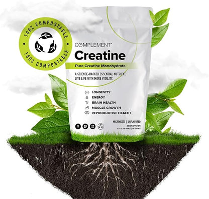 Complement Creatine Monohydrate Micronized Powder for Women and Men (5g, 60 Servings) Pre Workout