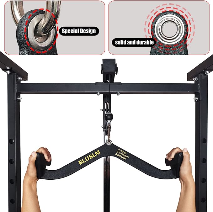LAT Pull Down Bar for Cable Machine, LAT Pulldown Attachments T Bar V Bar Cable Attachment, Back