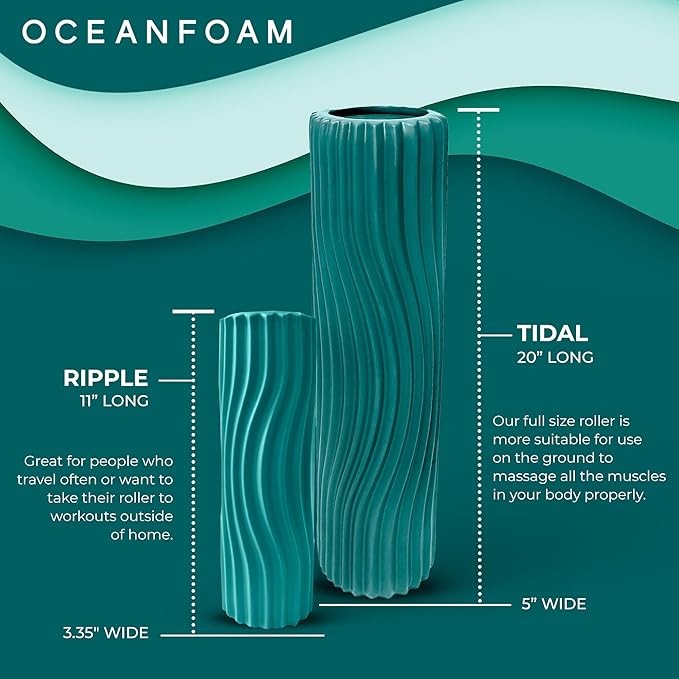 Oceanfoam Tidal Roller - Jade - Muscle Massage Foam Roller for Back Pain & Stretching - Firm and