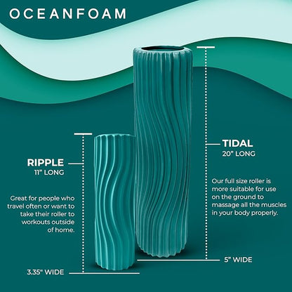 Oceanfoam Tidal Roller - Jade - Muscle Massage Foam Roller for Back Pain & Stretching - Firm and