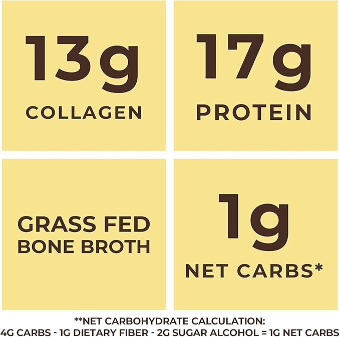 16oz Vanilla Bone Broth Protein Powder From Grass Fed Beef - Non-GMO Ingredients, Gut-Friendly, Low